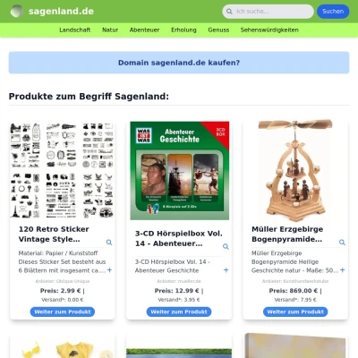Screenshot sagenland.de
