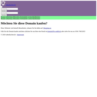 Screenshot sahnekuchen.de