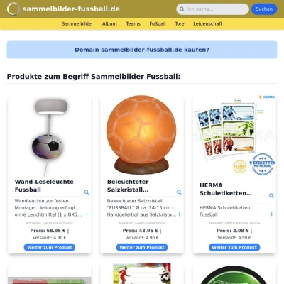 Screenshot sammelbilder-fussball.de