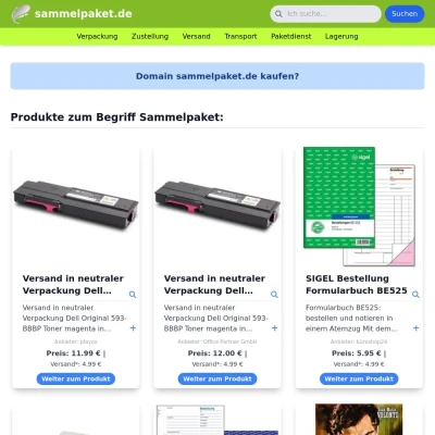 Screenshot sammelpaket.de