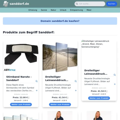 Screenshot sanddorf.de