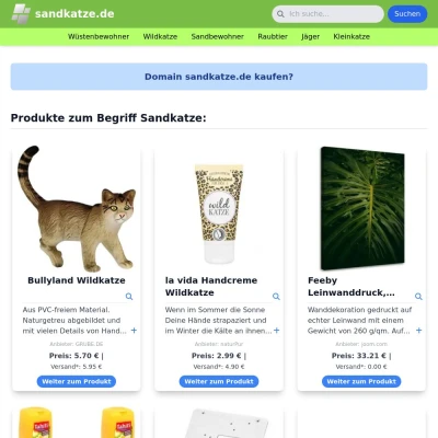 Screenshot sandkatze.de