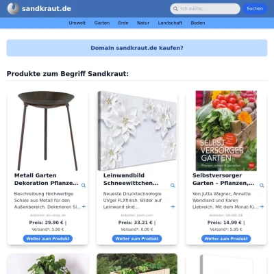 Screenshot sandkraut.de