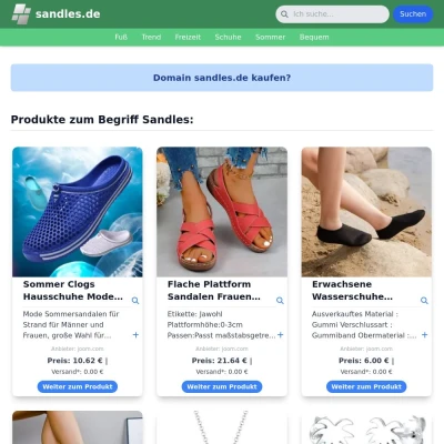 Screenshot sandles.de