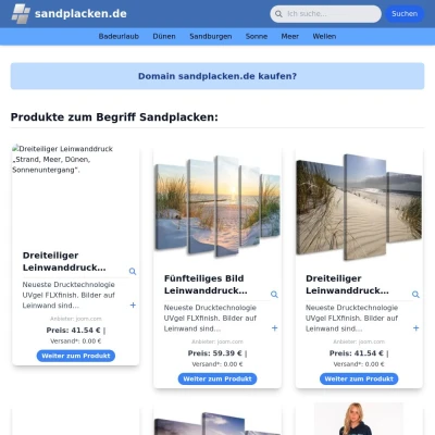 Screenshot sandplacken.de