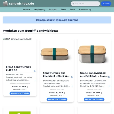 Screenshot sandwichbox.de