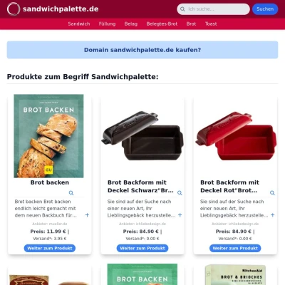 Screenshot sandwichpalette.de