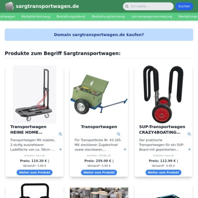 Screenshot sargtransportwagen.de