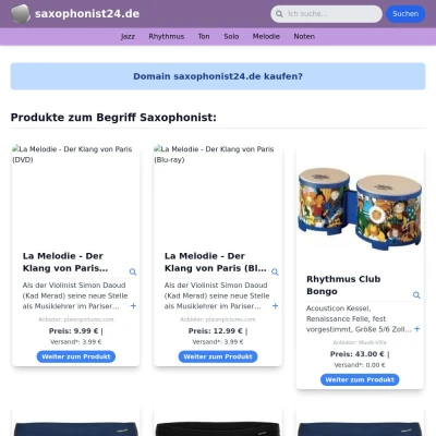 Screenshot saxophonist24.de