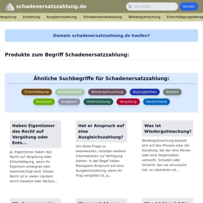 Screenshot schadenersatzzahlung.de