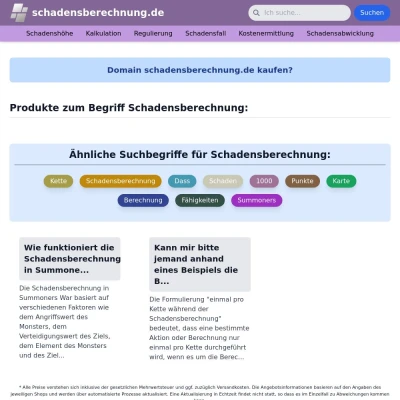 Screenshot schadensberechnung.de