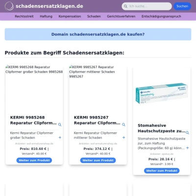 Screenshot schadensersatzklagen.de