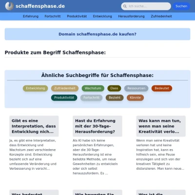 Screenshot schaffensphase.de