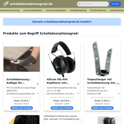 Screenshot schallabsorptionsgrad.de