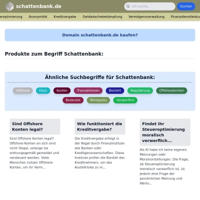 Screenshot schattenbank.de