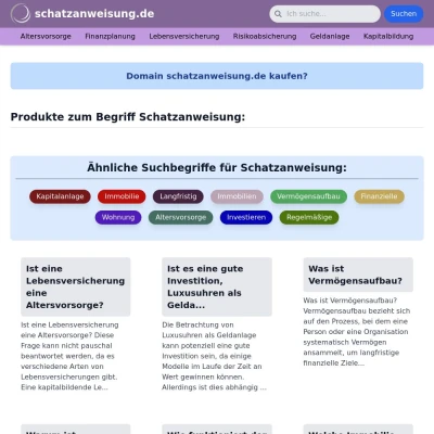 Screenshot schatzanweisung.de