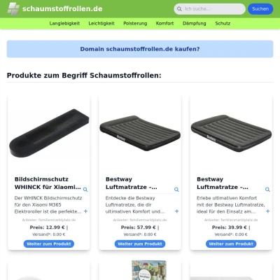 Screenshot schaumstoffrollen.de