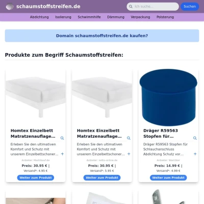 Screenshot schaumstoffstreifen.de