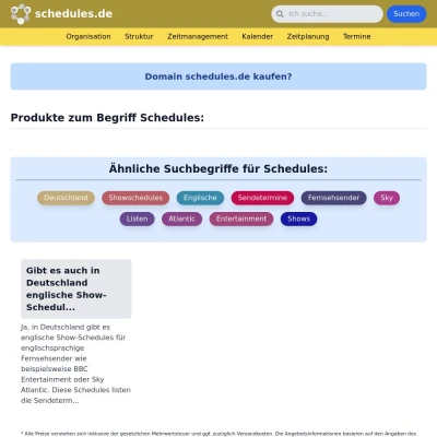 Screenshot schedules.de