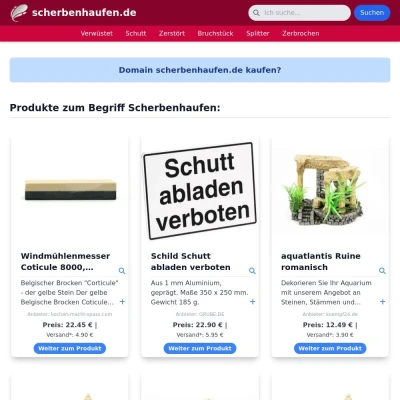 Screenshot scherbenhaufen.de