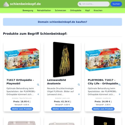 Screenshot schienbeinkopf.de