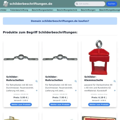 Screenshot schilderbeschriftungen.de