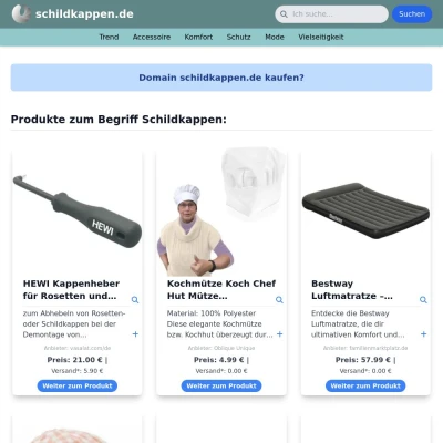 Screenshot schildkappen.de