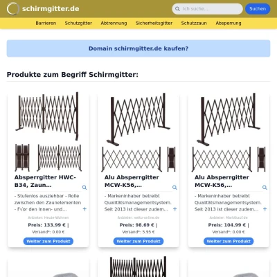 Screenshot schirmgitter.de