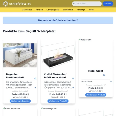 Screenshot schlafplatz.at