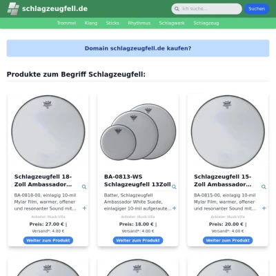 Screenshot schlagzeugfell.de