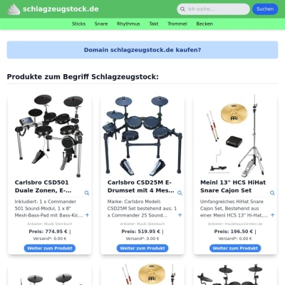 Screenshot schlagzeugstock.de