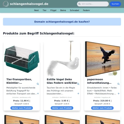 Screenshot schlangenhalsvogel.de