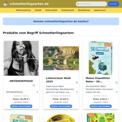 Screenshot schmetterlingsarten.de