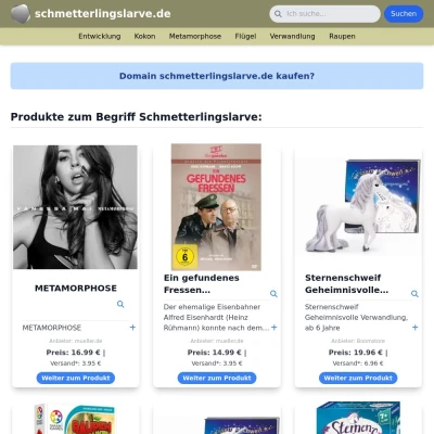 Screenshot schmetterlingslarve.de