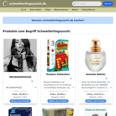 Screenshot schmetterlingszucht.de