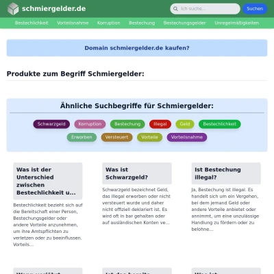 Screenshot schmiergelder.de