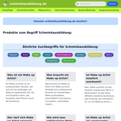 Screenshot schminkausbildung.de