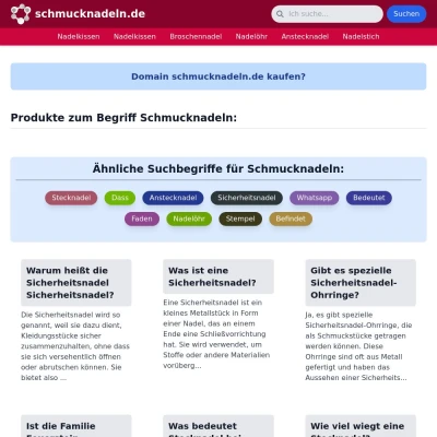 Screenshot schmucknadeln.de