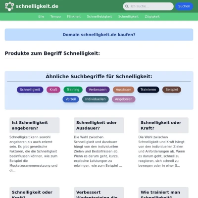 Screenshot schnelligkeit.de