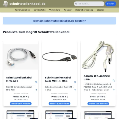 Screenshot schnittstellenkabel.de