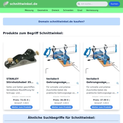 Screenshot schnittwinkel.de