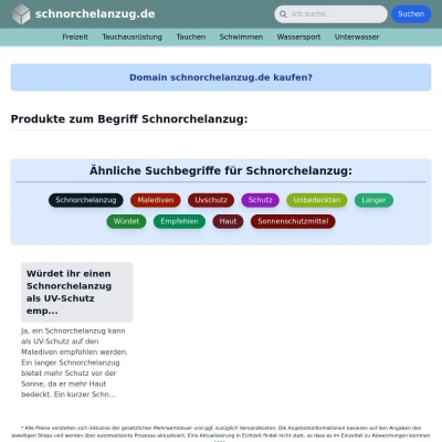 Screenshot schnorchelanzug.de