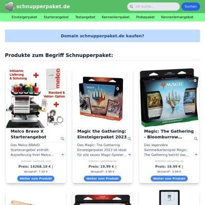 Screenshot schnupperpaket.de