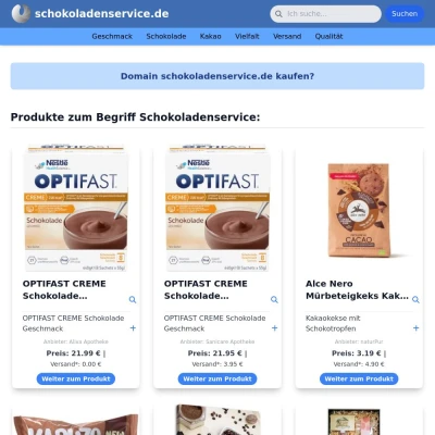 Screenshot schokoladenservice.de