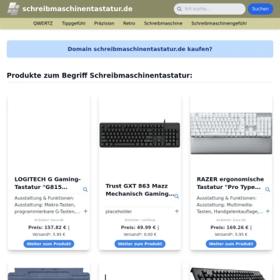 Screenshot schreibmaschinentastatur.de