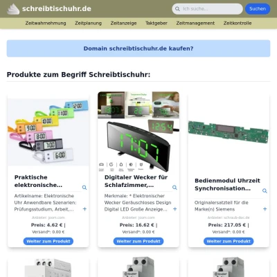 Screenshot schreibtischuhr.de