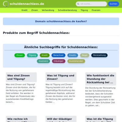 Screenshot schuldennachlass.de