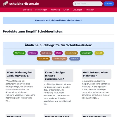 Screenshot schuldnerlisten.de