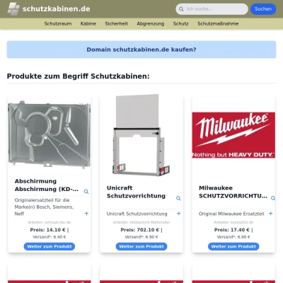 Screenshot schutzkabinen.de
