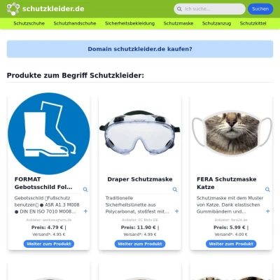 Screenshot schutzkleider.de